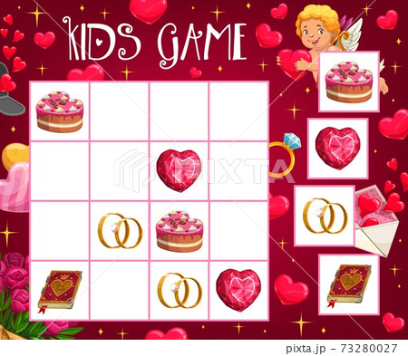 Saint Valentine day crossword with love symbols 73280027