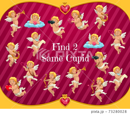 Kids Saint Valentine day puzzle game with cupids Kids Saint Valentine day puzzle game with cupids 73280028