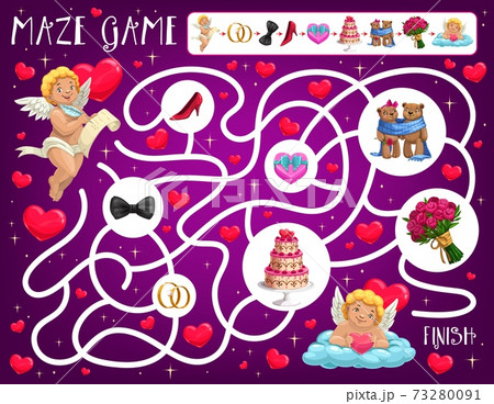 Valentine day maze with amours, wedding attributes 73280091
