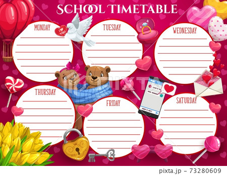 Saint Valentine holiday school timetable template Saint Valentine holiday school timetable template 73280609