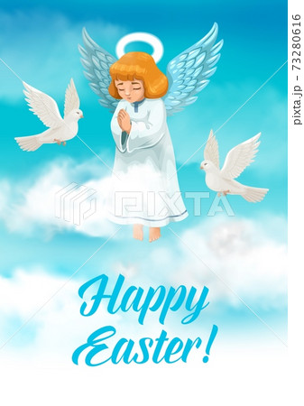 Easter angel with wings and halo. Religion holiday 73280616
