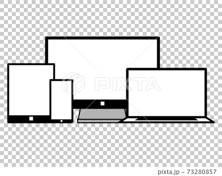 デスクトップ ノートパソコンやスマホ タブレット達のイラスト素材