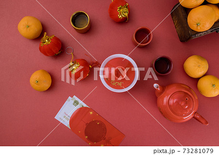Chinese New Year Decoration mandarin orange and red packet traditional with Asian culture 73281079