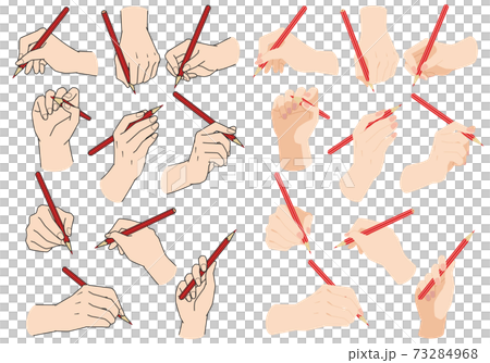 Hand holding a red pencil for correction 73284968