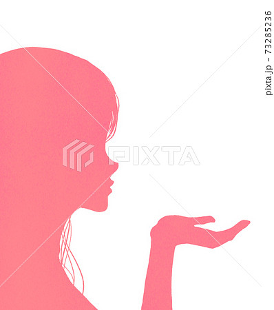 女性の横顔シルエットのイラストのイラスト素材