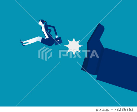 Big foot kick businesswoman. Fired job. Business vector illustration 73286362