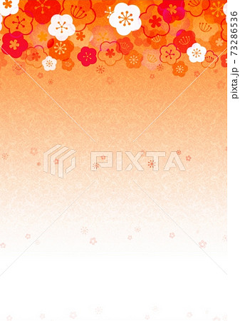 紅白の梅の花のグラデーション柄の和紙テクスチャー 73286536