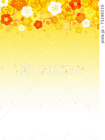 紅白の梅の花の金色グラデーション柄の和紙テクスチャー 73286539