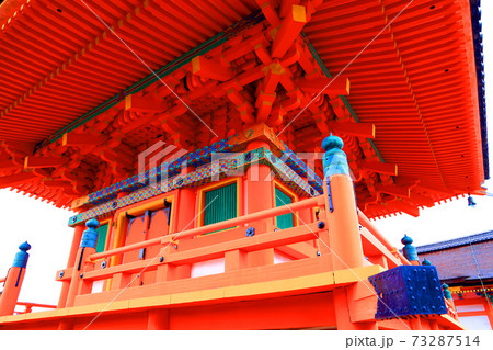 京都市東山区の清水寺の風景、お寺、東山、街並み【1月】 73287514