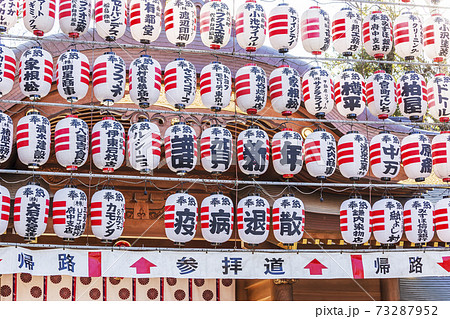 参道　提灯　大国魂神社　祭り　謹賀新年　疫病退散 73287952