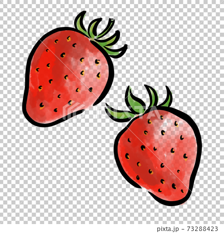 いちご フルーツ 果物 イラスト 筆 水彩 手描きのイラスト素材