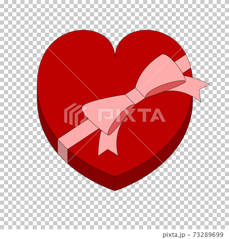 バレンタインデーのラッピングされているハート型の箱のイラスト素材
