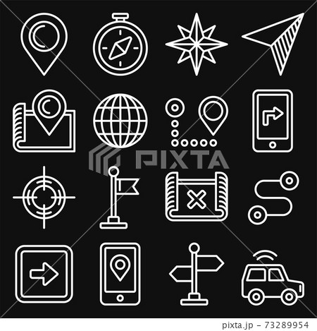 Summer Icons Set on Black Background. Line Style Vector Summer Icons Set on Black Background. Line Style Vector 73289954