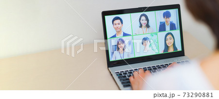 テレワーク リモートワーク 日本人 ビデオチャット テレワーク リモートワーク 日本人 ビデオチャット 73290881
