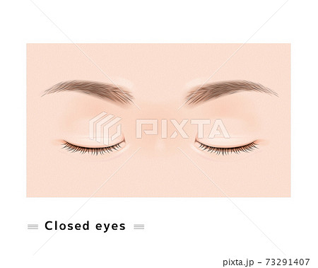 片目 まつげ 女性 顔 目 閉じた まぶた 眼科 症例 リアル イラストのイラスト素材