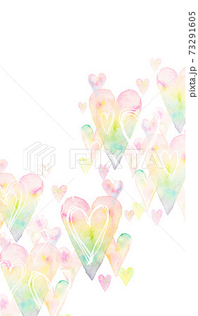 ハート フレーム 水彩イラストのイラスト素材