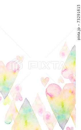 ハート フレーム 水彩イラストのイラスト素材