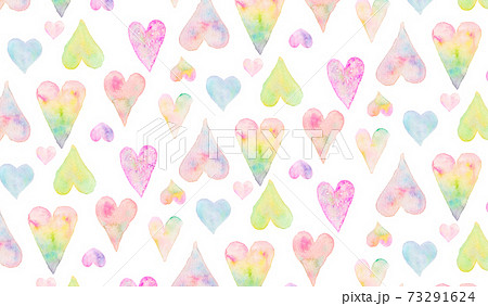 ハート フレーム 水彩イラストのイラスト素材