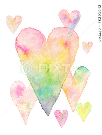 ハート フレーム 水彩イラストのイラスト素材