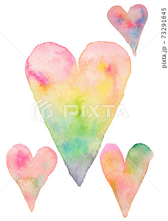 ハート フレーム 水彩イラスト ハート フレーム 水彩イラスト 73291645
