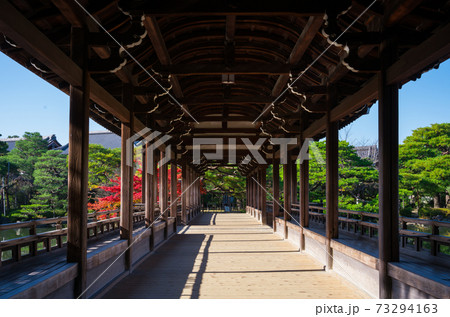 京都　平安神宮の泰平閣と紅葉　 73294163