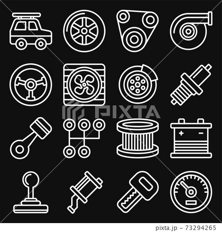 Automotive Car Service Icons Set on Black Background. Line Style Vector 73294265