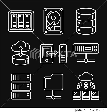 Networking File Share And Nas Server Icons Set のイラスト素材