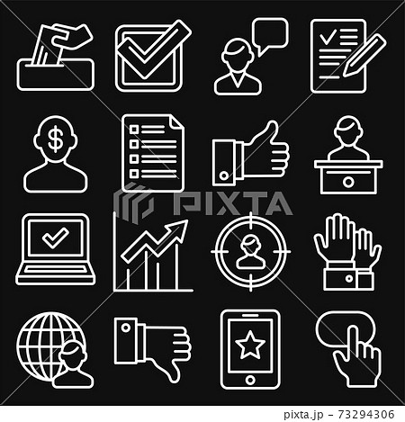 Vote Icons Set on Black Background. Line Style Vector 73294306