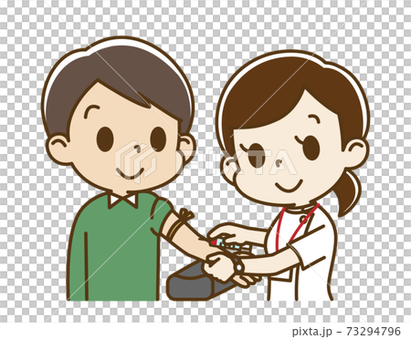 A young man receiving blood from a female nurse A young man receiving blood from a female nurse 73294796