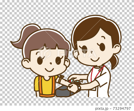 Girl receiving blood from a female nurse Girl receiving blood from a female nurse 73294797
