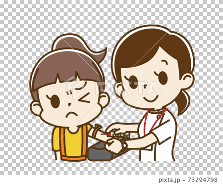 Girl receiving blood from a female nurse (patient) Girl receiving blood from a female nurse (patient) 73294798