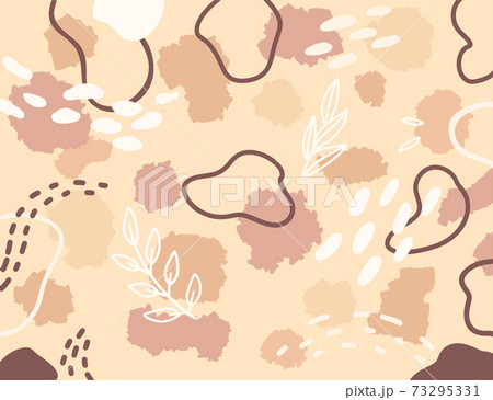 Light flesh color pattern with lines and abstract shapes, plant leaves. Vector flat illustration. Light flesh color pattern with lines and abstract shapes, plant leaves. Vector flat illustration. 73295331