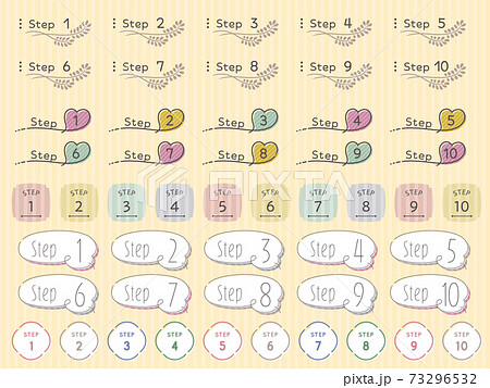 ステップ 見出し きれいめのアイコン セット スウォッチパターンのイラスト素材