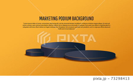 3d black platform studio minimal scene with render platform on a yellow background. Product presentation, mock up, show cosmetic product display, 3d black platform studio minimal scene with render platform on a yellow background. Product presentation, mock up, show cosmetic product display, 73298413