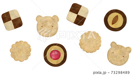 甘い焼き菓子 クッキーの手描きイラストセットのイラスト素材