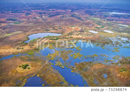 Aerial view, Okavango Wetlands, Okavango Delta, Botswana 73298874