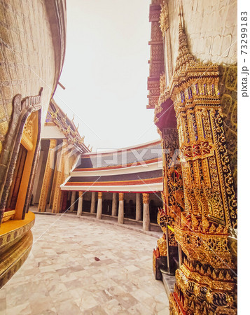 ancient architecture landmark in Bangkok Thailand. Traditional temple named Wat Ratchabophit 73299183