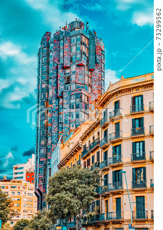 Beautiful landscape of the urban view Barcelona, Catalonia, Spain. 73299562