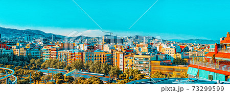 Panorama on the urban center of Barcelona, the capital of the Au Panorama on the urban center of Barcelona, the capital of the Au 73299599