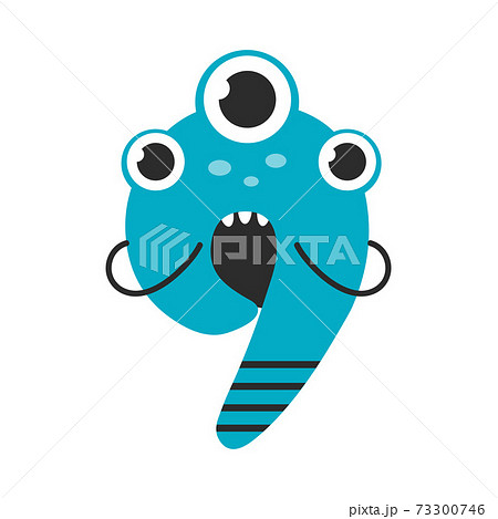 Number Nine Cute Monster, Funny Fantasy Creature Character, 9 Numeral, Mathematics, Learning Material for Kids Cartoon Style Vector Illustration Number Nine Cute Monster, Funny Fantasy Creature Character, 9 Numeral, Mathematics, Learning Material for Kids Cartoon Style Vector Illustration 73300746