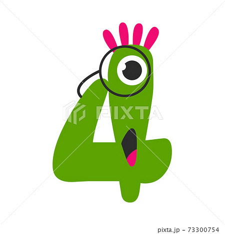 Number Four Cute Green Monster, Funny Fantasy Creature Character, 4 Numeral, Mathematics, Learning Material for Kids Cartoon Style Vector Illustration Number Four Cute Green Monster, Funny Fantasy Creature Character, 4 Numeral, Mathematics, Learning Material for Kids Cartoon Style Vector Illustration 73300754