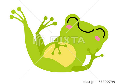 Green Frog with Protruding Eyes Lying and Smiling Vector Illustration Green Frog with Protruding Eyes Lying and Smiling Vector Illustration 73300799