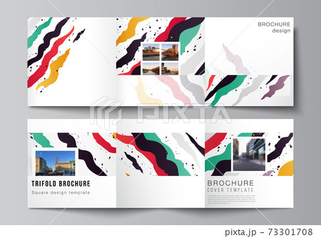 Vector layout of square format covers design templates for trifold brochure, flyer, magazine, cover design, book design, brochure cover, agency, corporate, business, portfolio, pitch deck, startup. 73301708