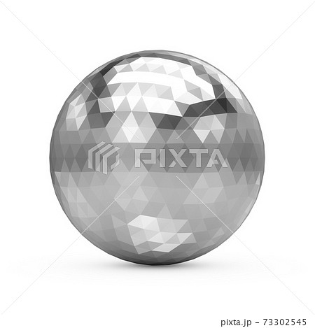 3d Rendering Metallic Polygonal Chrome Sphere on white background 73302545