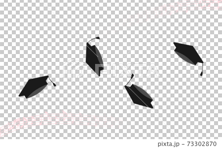Graduation image, hat thrown into the sky, musical note background 73302870