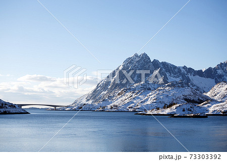 bridge against a beautiful Norwegian landscape bridge against a beautiful Norwegian landscape 73303392