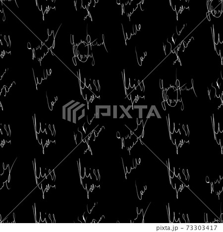 Seamless vector pattern. White text on a black background. 73303417
