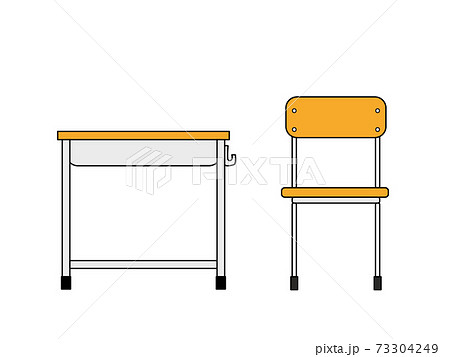 学校の机と椅子セットのイラスト素材