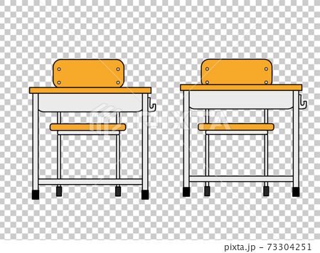 学校の机と椅子2個のイラスト素材