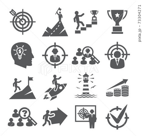 Target and Goal Icons on white background Target and Goal Icons on white background 73304271